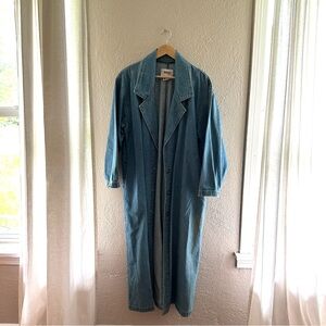 Vintage Blue Denim Maxi Jacket